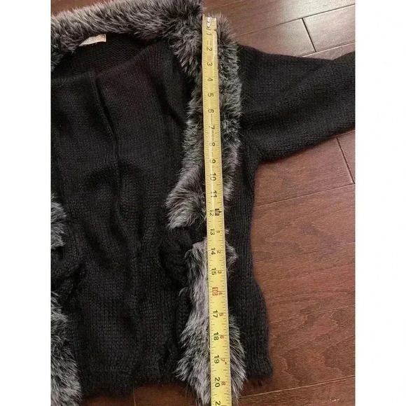 Nina Ricci Faux Fur Jacket Black Sweater Mohair Silk Y2k 90s Mob Wife Cardigan - Picture 9 of 11